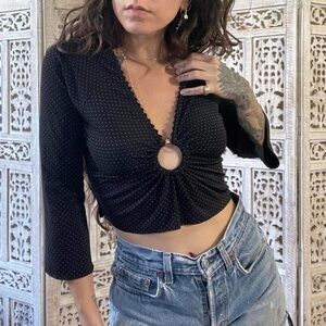Vintage Y2K Rampage Dotted Cropped Ring Top in Ebony